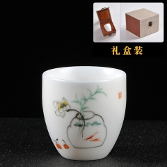 德化羊脂玉白瓷茶具主人杯单杯