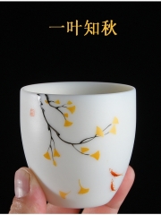 手绘羊脂玉瓷茶具茶杯 100ml