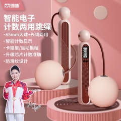 凯速智能计数负重钢丝有绳+无绳两用跳绳KJ36胭脂粉