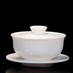 纯手工德化白瓷茶碗三才盖碗B款